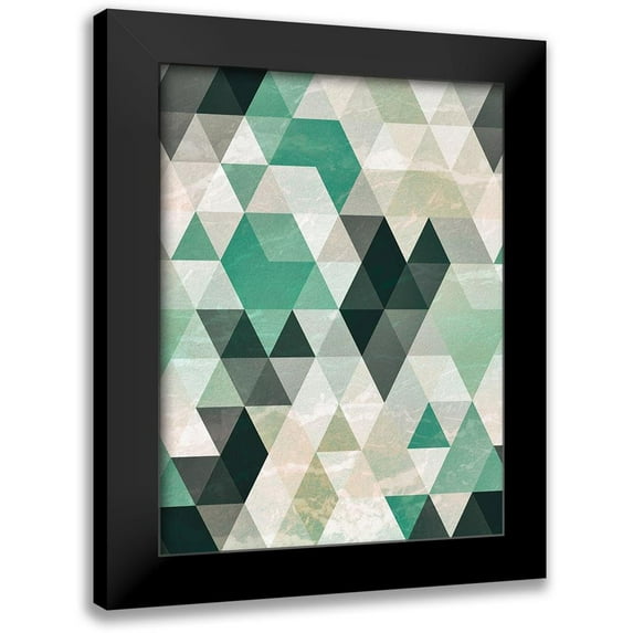 Tai Prints 12x14 Black Modern Framed Museum Art Print Titled - Triangle Pattern