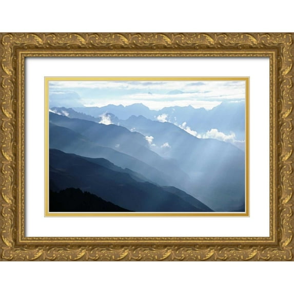 Tai Prints 18x13 Gold Ornate Wood Framed with Double Matting Museum Art Print Titled - Himalayan Mountains