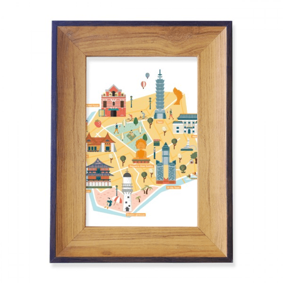 TaiPei Map Attrations Eluanbi Lighthouse Photo Frame Exhibition Display Art Desktop Painting