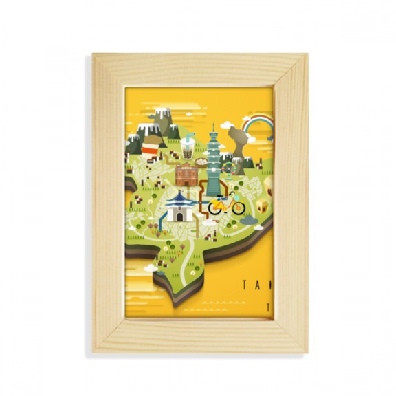 TaiPei Travel Map China Desktop Display Photo Frame Picture Art Painting 5x7 inch