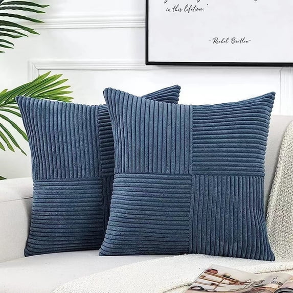 Taibuwu 2 Packs Lumbar Decorative Throw Pillow Covers 12x20 Inch for Living Room Couch Bed Sofa, Rustic Farmhouse Boho Home Decor, Soft Striped Corduroy Rectangle Accent Cushion Case