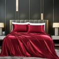 thumbnail image 1 of Taibuwu 4Pcs Satin Sheet Set King Size Ultra Silky Soft Satin King Bed Sheets with Deep Pocket, 1 Fitted Sheet, 1 Flat Sheet , 2 Envelope Closure Pillowcases, 1 of 10