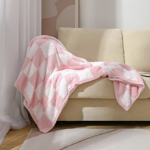 Taibuwu Checkered Throw Blanket, Microfiber Soft Cozy Fluffy Warm Hand Made Throw Blankets for Couch, Sofa, Chair, Bed, Camping, Picnic, Travel Lightweight Bed Blanket - 50"*60"