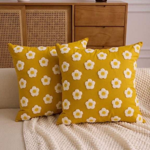 Taibuwu Luxury Embroidered Throw Pillow Decorative Pillow, Square Accent Pillow Cushion for Sofa, Couch, Bed, Living Room & Bedroom, 18"x18", [Color/2-Pack]