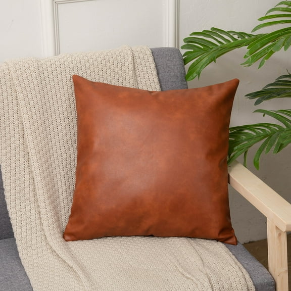 Taibuwu Modern Leather Throw Pillow Covers for Couch Sofa Bed Set of 2 12 x 20 Inch 100% Faux Leather