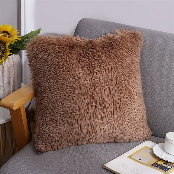 Taibuwu Pack of 2 Throw Pillow Covers Luxury Fluffy Pillows Decorative Pillows Plush Cushion Case Fuzzy Mongolian Merin Style for Bed Couch Sofa Living Room Spring Home Decor 16x16 Inch