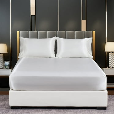 Taibuwu Satin Fitted Sheet, Twin Fitted Sheet Only, Ultra Soft Deep Pocket Single Silk Bottom Bed Sheet Twin