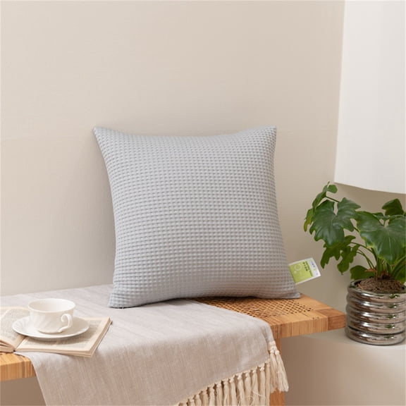 Taibuwu Soft Waffle Weave Pillow Shams, No Insert, 2 Pack 18" x 18" Pillowcases, Breathable & Skin-Friendly Pillow Cases, Stylish Decorative Bed Pillow Cases Covers