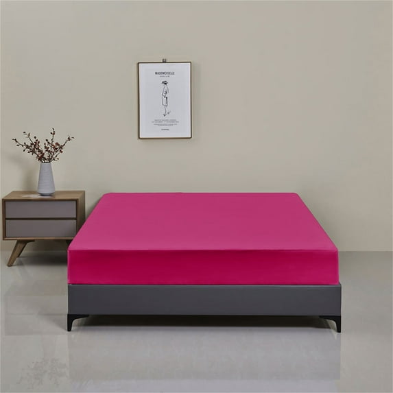 Taibuwu Waterproof Mattress Protector Cover Twin Size 14" Deep Pocket Brushed Bed Mattress Pad Cover Solid Color Fitted Sheet