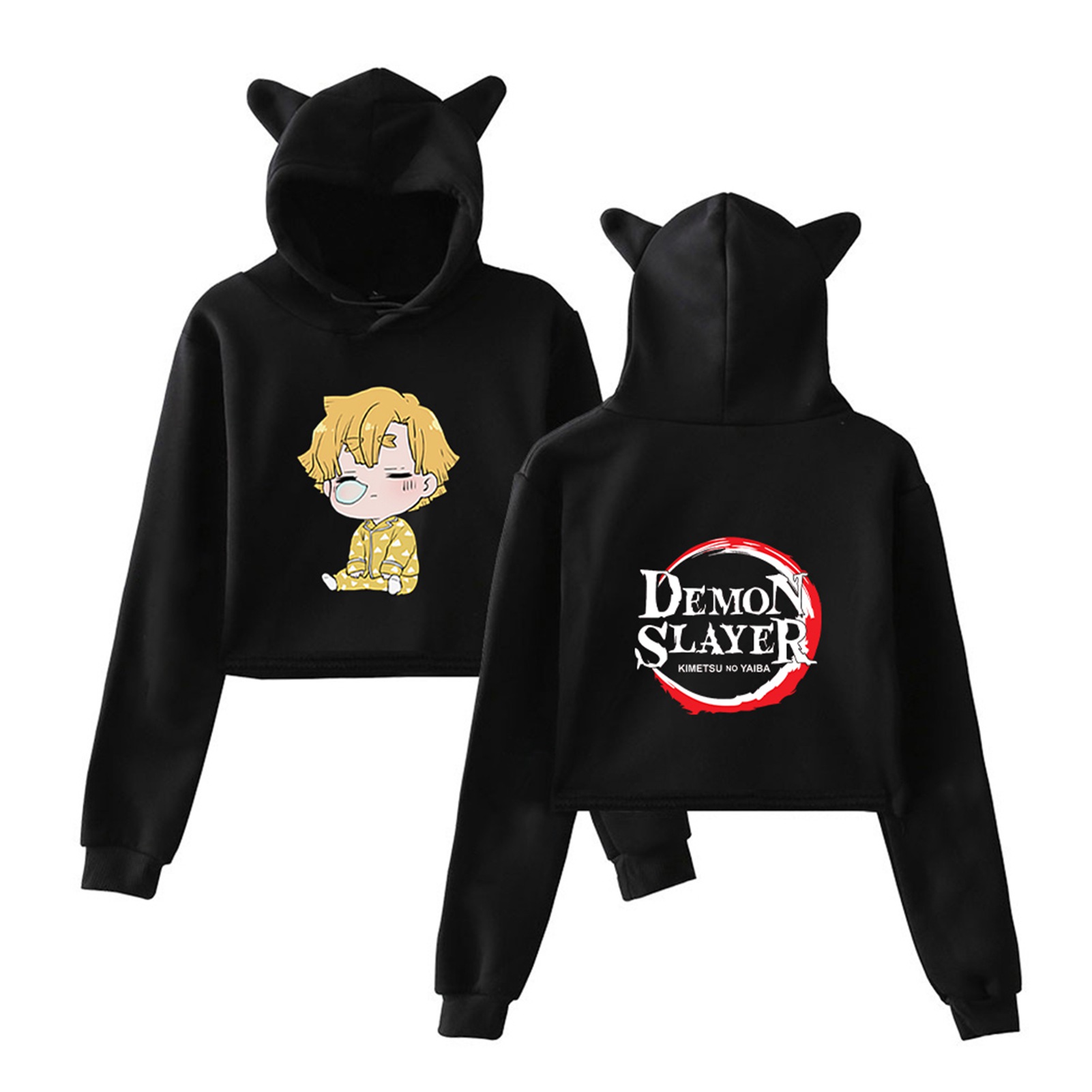 Taicanon Anime Demon Slayer Hoodie, Cute Cat Ear Crop Top Hooded Pullover  Sweatshirt for Women Girls(Black-M) - Walmart.com