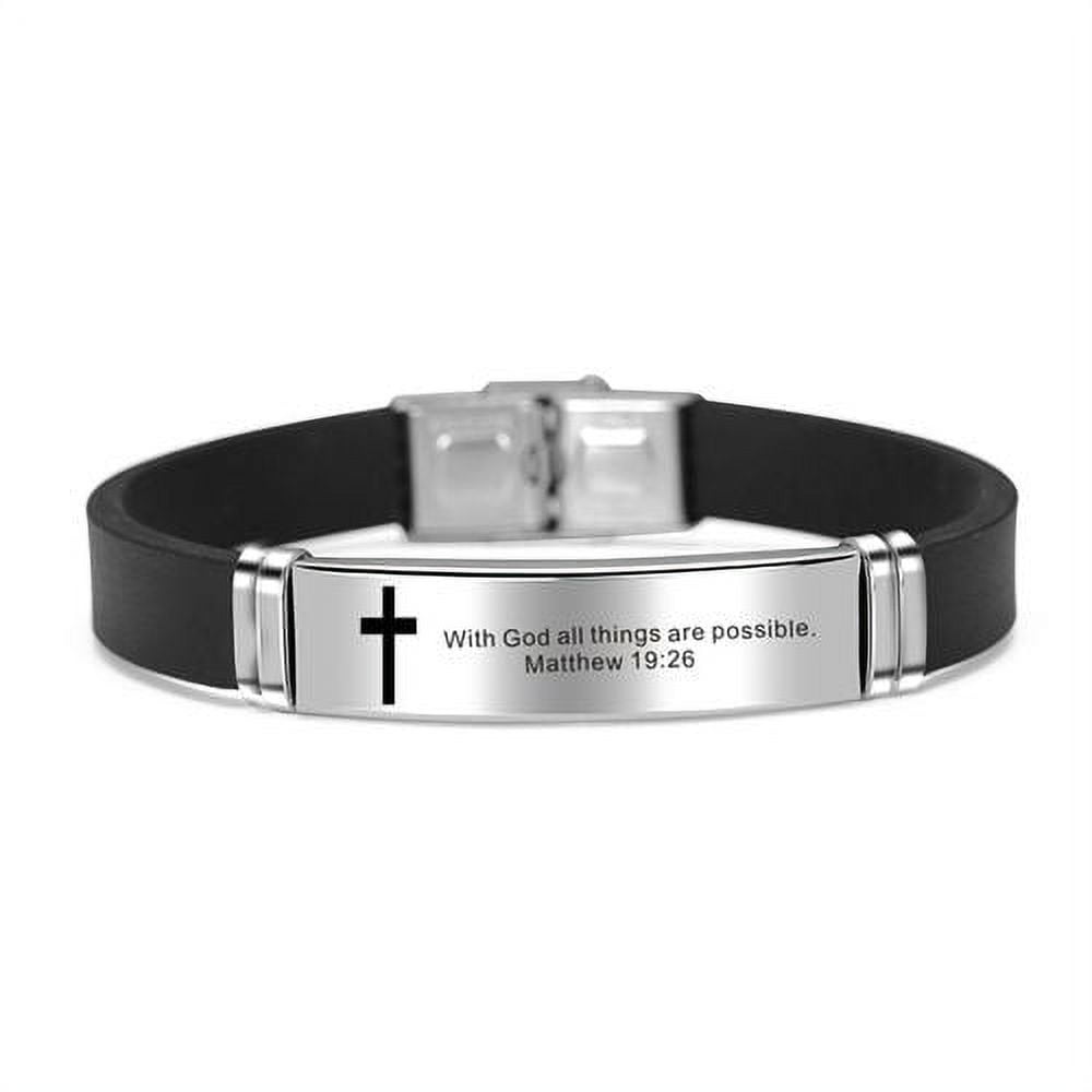 Religious Christian Believe Faith Bracelets Men's 12MM Link Chain On Hand  Cross Bracelet For Men Stainless Steel With CZ Jewelry - AliExpress