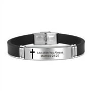 Taicanon Christian Gifts,Inspirational Religious Bracelets-Cross Jesus God Scripture Bracelet for Men Women(Matthew 28:20)