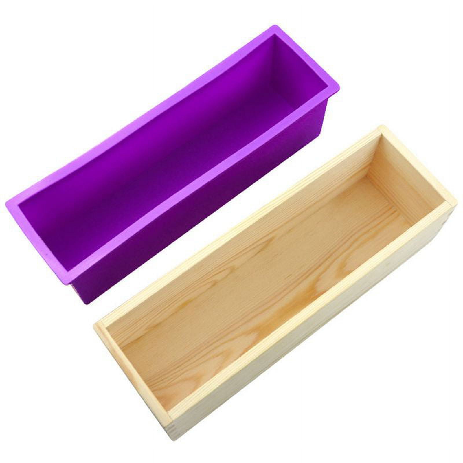 Rectangle Silicone Loaf Soap Mold with Wooden Box