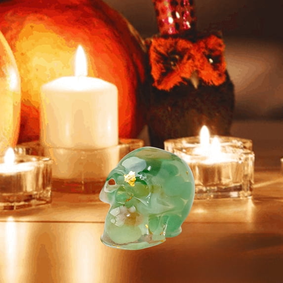 Taicans 1.2 In Crystal Resin Skull Statue Natural Crystal Gravel Skull,Human Skull Sculpture Statues Healing Crystal Decor,Halloween Skull Figurines,Home office Decoration Christmas Meditation Gifts