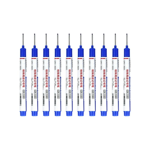 Taicans 10 Pack Long Tip Permanent Markers Fast Drying Waterproof Multipurpose Carpenter Markers 1.5mm Fine Point Colored Ink Pens for Wood Metal Glass Concrete Construction Supplies
