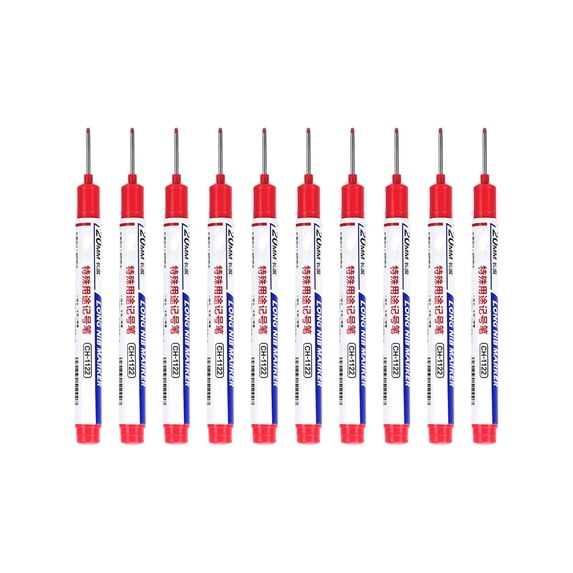 Taicans 10 Pack Long Tip Permanent Markers Fast Drying Waterproof Multipurpose Carpenter Markers 1.5mm Fine Point Colored Ink Pens for Wood Metal Glass Concrete Construction Supplies