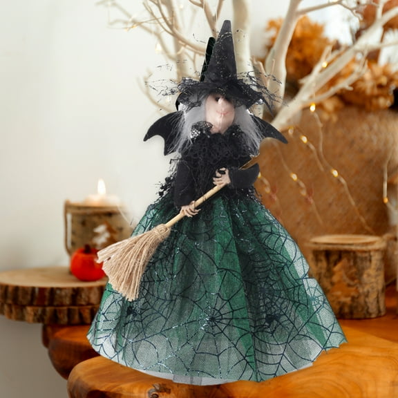 Taicans 11.2Inch Halloween Broom Witch Dolls Creepy Party Props,Enchanting Kitchen Witch,Retro Kitchen Witch for Home Decoration