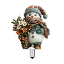 Taicans ‌11.8inch Acrylic Snowman Garden Stake with Floral Design - Winter Outdoor Christmas Decor,Holiday Lawn Ornament,Weather-Resistant Yard Decor for Seasonal Festivities‌