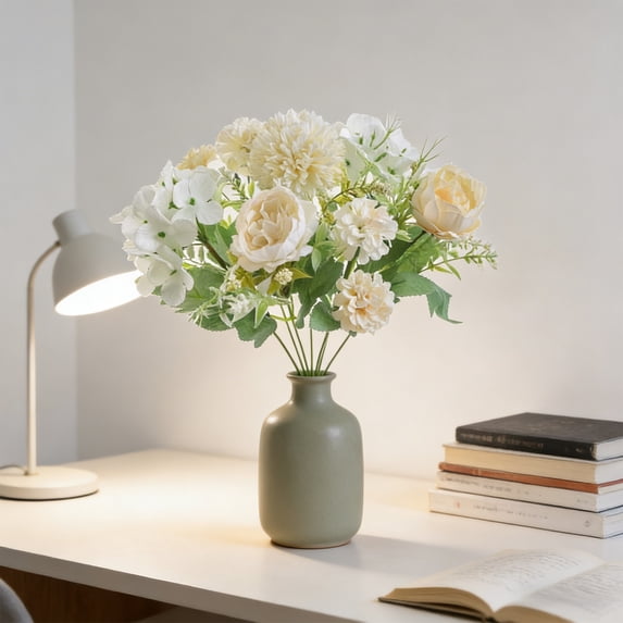 Taicans 12.6 Inch Light Blue Artificial Flower Bouquet,Faux Hydrangea Peony Mixed Flowers,Silk Flower Arrangement for Wedding,Home Decor,Bridal Bouquet,Party Centerpieces