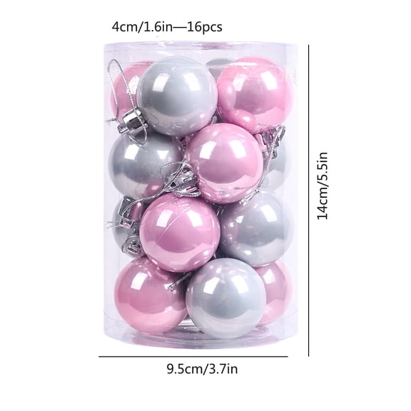 Taicans 16Pcs Flocked Christmas Ornaments Set - 1.6in Metallic Ball Decorations with Metal Buckle & Rope Hangers - Easy to Hang on Tree,Walls,Fireplace - Perfect for Christmas & Birthday Parties