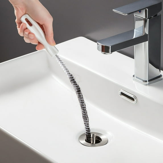 Taicans 17.7in Flexible Pipe Dredging Sink Cleaning Brush Drain Sewer Hair Catcher Clog Remover Unblocker Cleaner Tool Spiral Nylon Bristles,Hair Drain Cleaner Tools,Drain Clog Remover