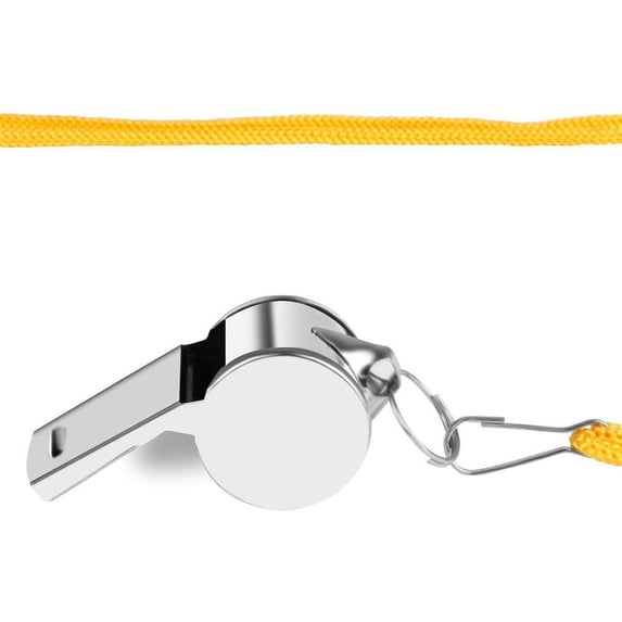 Taicans 1Pcs Coach Whistle,Metal Referee Coach Whistle with Lanyard,Stainless Steel Loud Crisp Sound Whistles for Emergency Sports Training Referee Yellow