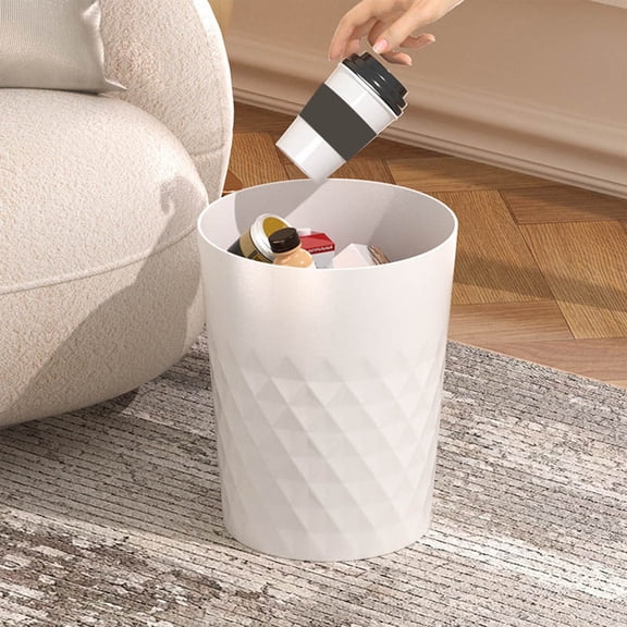 Taicans 2 Gallon Plastic Trash Can Wastebasket,Garbage Container Basket,Plastic Wastebasket Round Garbage Container Bin for Bathrooms,Kitchens,offices,Kids Rooms White