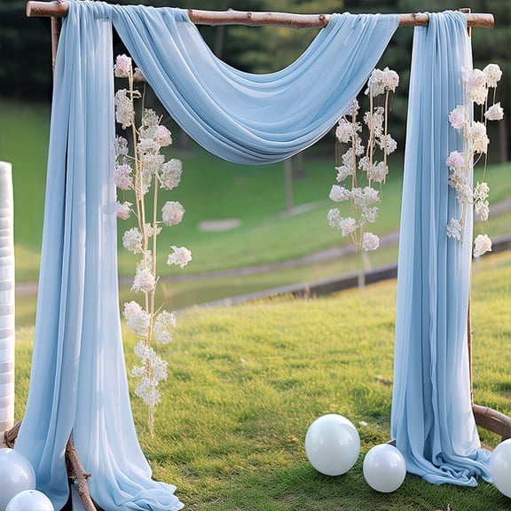 Taicans 2 Panels Wedding Arch Draping Fabric,2.5Ft x 18Ft Light Blue Drapes Sheer Backdrop Curtain for Bridal Shower Backdrop Outdoor Party Arches Church Ceremony Decoration