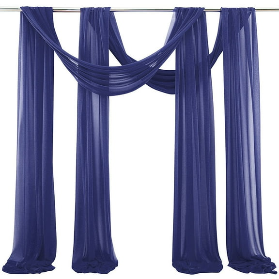 Taicans 2 Panels Wedding Arch Draping Fabric,2.5Ft x 18Ft Navy Drapes Sheer Backdrop Curtain for Bridal Shower Backdrop Outdoor Party Arches Church Ceremony Decoration