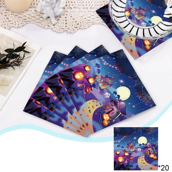 Taicans 20-Pack Halloween Party Supplies - 9" Paper Plates,Cups & Napkins with Ghost,Spider Web & Pumpkin Prints - Disposable Decorations for Spooky Party,Catering‌