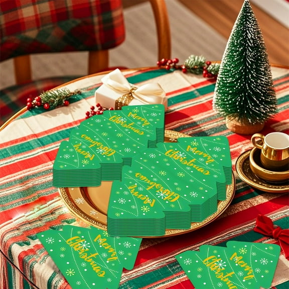 Taicans 20 Pieces 3-Ply Christmas Paper Napkins - 6.1x5.3in Funny Santa & Tree Design,Holiday Party Supplies for Table Decorations & Dessert - Disposable Festive Napkins