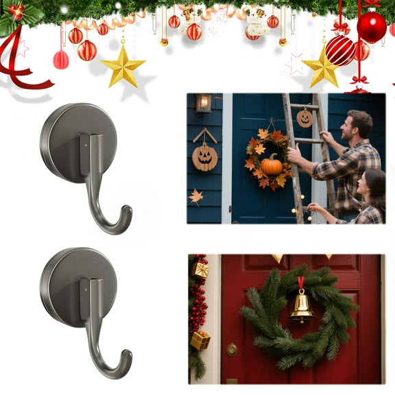 Taicans 2Pcs Suction Cup Wreath Hanger,Reef Hook for Front Door/Glass Window/Over Door,Christmas/Thanksgiving/Halloween/July 4th/Easter/Valentine/Spring/Summer/Fall