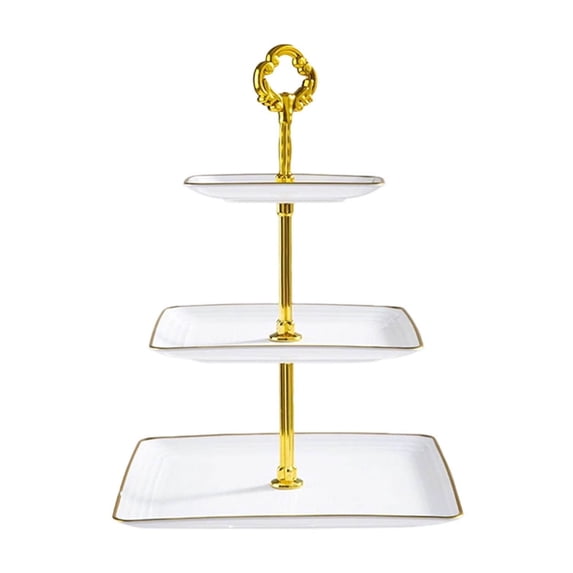 Taicans 3 Tier Cupcake Stand with Rim,Plastic Rectangular Tiered Serving Tray Tower,6 to 10 Inch Dessert Stand for Tea Party Baby Shower Wedding,Stackable Display Platter