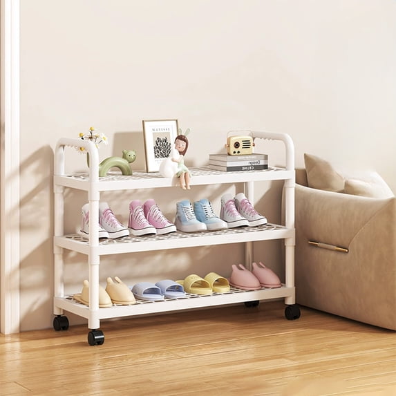 Taicans 3-Tier Narrow Shoe Rack with Wheels,Vertical Shoe Shelf Shoe Rack Organizer,Easy Assemble Space Saving Storage Shelf for Entryway,Closet,Bathroom - 20.5in,Moisture Resistant