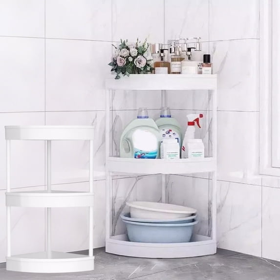 Taicans 3-Tier Plastic Corner Shower Caddy,Freestanding Bathroom Corner Shelf Organizer,Tall Corner Storage Rack for Toiletries,Towels,Bathtub,Small Space Bathroom Organizer