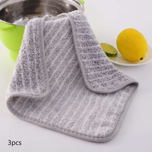 Taicans 3Pcs Kitchen Scrubber Dishcloth,Stripe Kitchen Dishcloth,Kitchen Towels,Quick Drying Hand Kitchen Towels,Reusable Dishwashing,11.8x11.8in