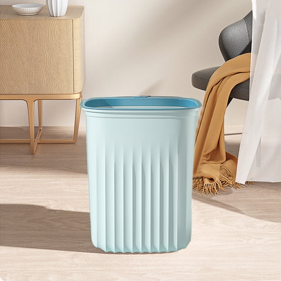 Taicans 4.2 Gallon Plastic Small Trash Can Wastebasket,Household Kitchen Trash Can Bedroom Toilet Large Lidless Press Ring Bathroom Trash Can Blue