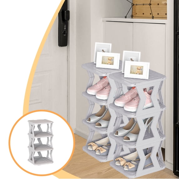 Taicans 4 Tier Narrow Shoe Rack for Small Spaces,Vertical Shoe Shelf Shoe Rack Organizer,Easy Assembly Space Saving Storage Shelf for Entryway Bedroom Closet Hall
