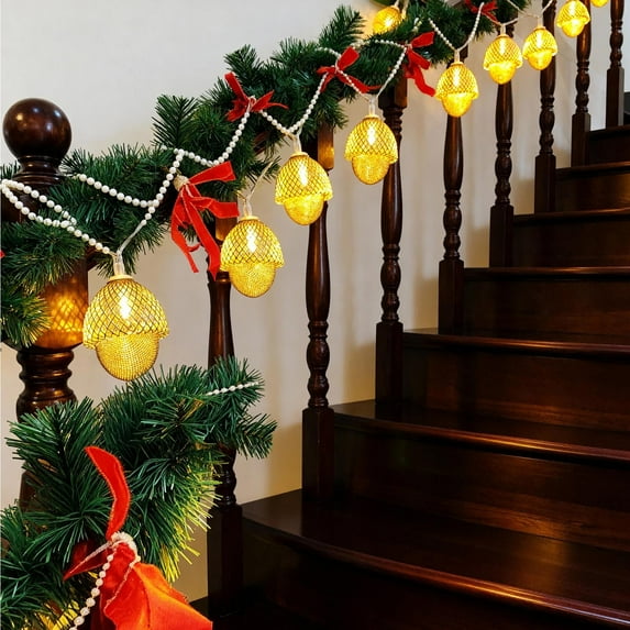 Taicans 5FT Hazelnut Pinecone Christmas String Lights - Warm White & Colorful LED Waterproof Outdoor Indoor Holiday Decorations for Trees Windows Parties Thanksgiving Garden