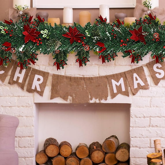 Taicans 5FT Norfolk Pine Flocked Christmas Garland with Red Flower,Realistic Evergreen Holiday Garland with Pine Cones & Berries,Premium Indoor/Outdoor Xmas Decor for Mantel,Staircase,Fireplace,Wall