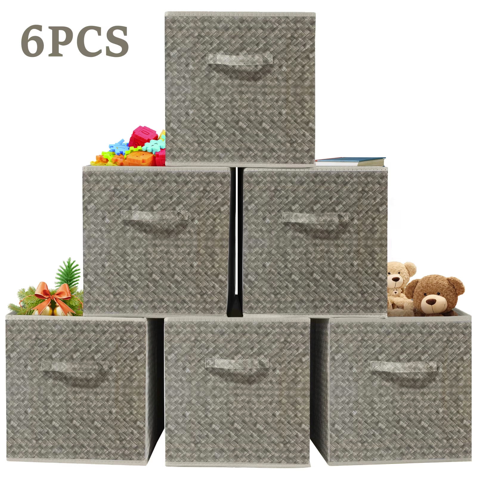 Taicans 6 Pack Clothes Bins for Organization,Collapsible Fabric Storage Cubes Bins,12X12in Extra Large Storage Baskets for Shelves Closet Bedroom,Toy Storage Organizer Bins Boxes Cubes for Nursery