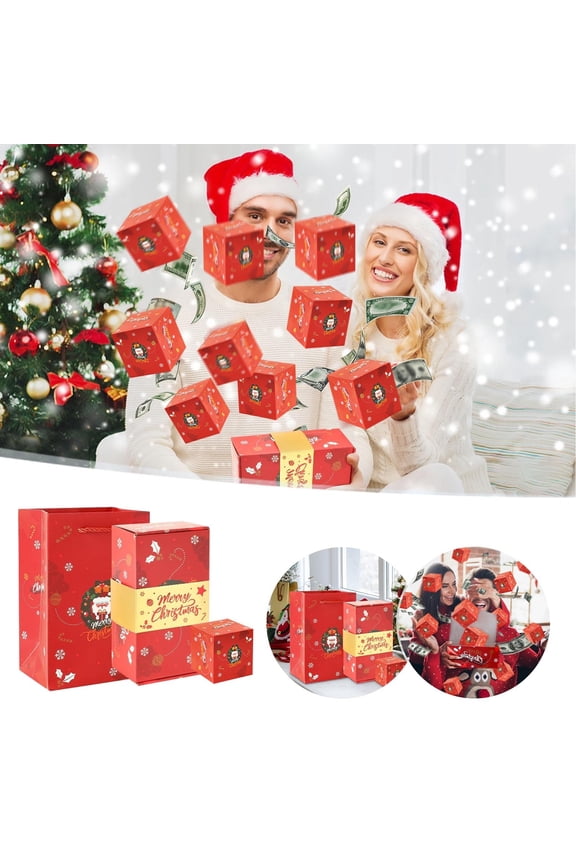 6 Pcs Christmas Surprise Gift Box Explosion for Money,2025 Pop-Up Proposal Jewelry Box with Confetti & Cash,Birthday Valentine's Wedding Anniversary Gift - Sparkling Prank Present for Her/Him