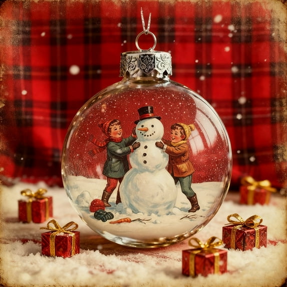 Taicans Acrylic Christmas Tree Hanging Ornaments - 2D Holiday Decorations with Santa,Reindeer,Snowman & Village Scenes - Shatterproof Glass Balls - Christmas Tree Decorations