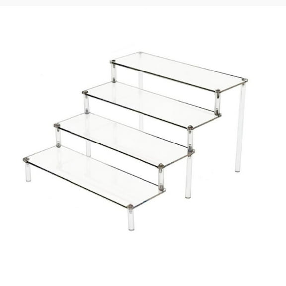 Taicans Acrylic Display Risers,4 Tier Perfume Organizer Stand,Clear Cupcake Stand Holder,Large Shelf Risers for Figures,Dessert Shelves for Party,Riser Stand for Decoration and Organizer,11.8InL