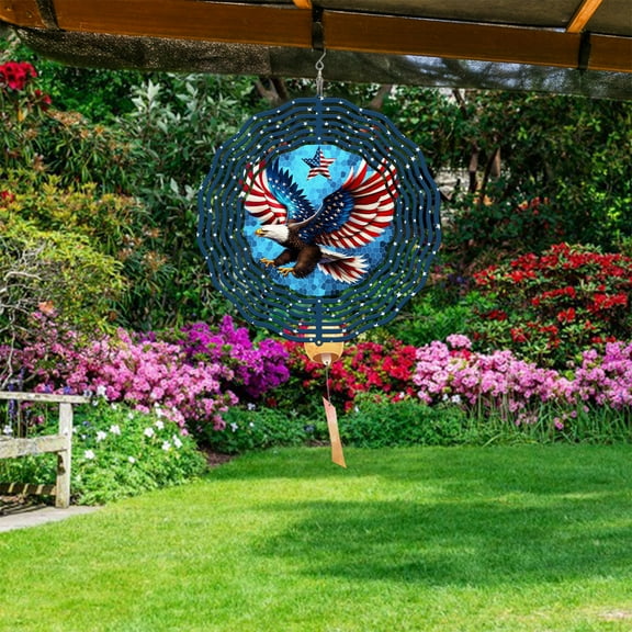 Taicans American Flag Eagle Wind Spinner,9.8 Inch 3D Kinetic Metal Wind Spinners Hanging Sculpture,4th of July Patriotic American Flag Eagle Hanging Wind Catchers Outdoor Garden Yard Patio Decor D