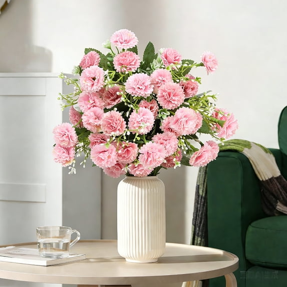 Taicans Artificial Hydrangea Carnation Centerpiece Small Lilac Faux Flowers for Wedding Decor Home Decoration Party Table Mantel Display High-End Lifelike Realistic Silk Flowers Beauty Gift,12.2in