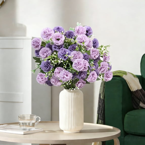 Taicans Artificial Hydrangea Carnation Centerpiece Small Lilac Faux Flowers for Wedding Decor Home Decoration Party Table Mantel Display High-End Lifelike Realistic Silk Flowers Beauty Gift,12.2in
