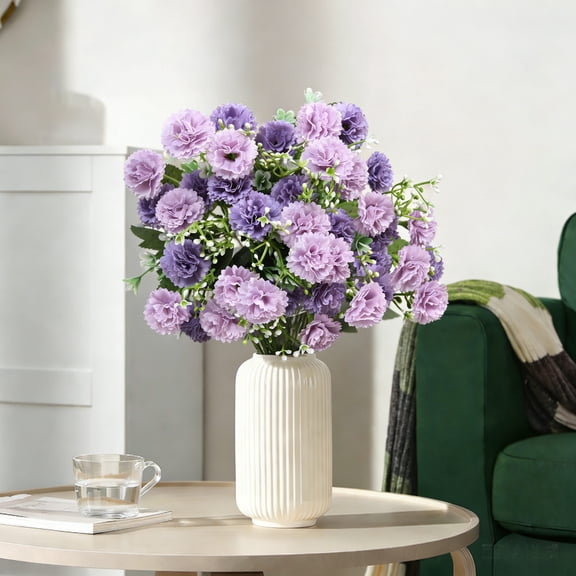 Taicans Artificial Hydrangea Carnation Centerpiece Small Lilac Faux Flowers for Wedding Decor Home Decoration Party Table Mantel Display High-End Lifelike Realistic Silk Flowers Beauty Gift,12.2in
