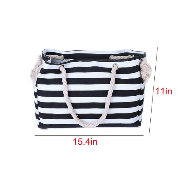 Taicans Beach Bag Large Beach Tote Bag for Women Travel Weekender Bag with Zipper Waterproof Swim Pool Bag Travel Beach Essential,Striped Beach Bag for Women Black