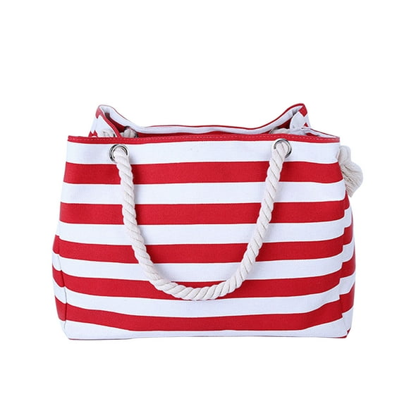 Taicans Beach Bag Large Beach Tote Bag for Women Travel Weekender Bag with Zipper Waterproof Swim Pool Bag Travel Beach Essential,Striped Beach Bag for Women Red